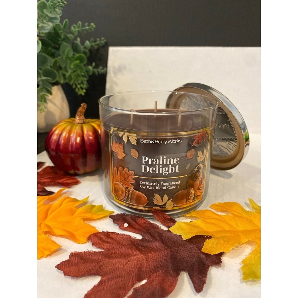 Bath & Body Works “Praline Delight” NEW 3 Wick Candle